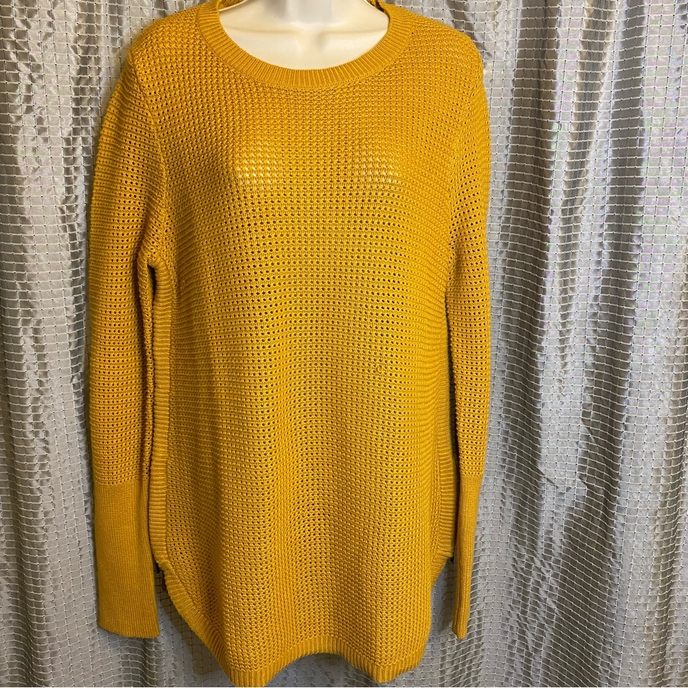 Dakini Gold Open Weave Long Side Zipper Sweater Large